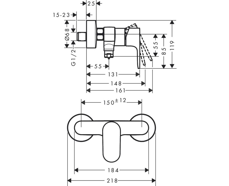 Dušas maisītājs Hansgrohe  Rebris S shower 2 flow 72643670