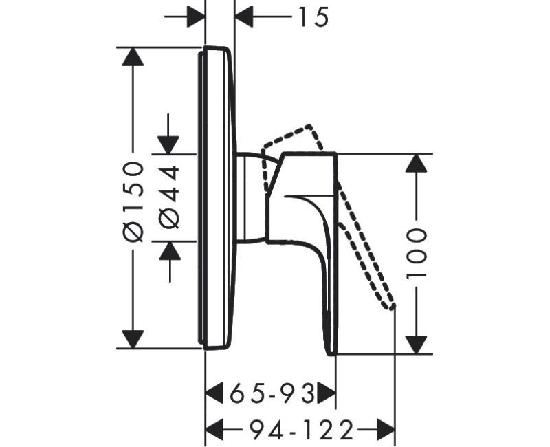 Dušas maisītājs Hansgrohe Rebris E iebūvējams Melns Matēts 72668670