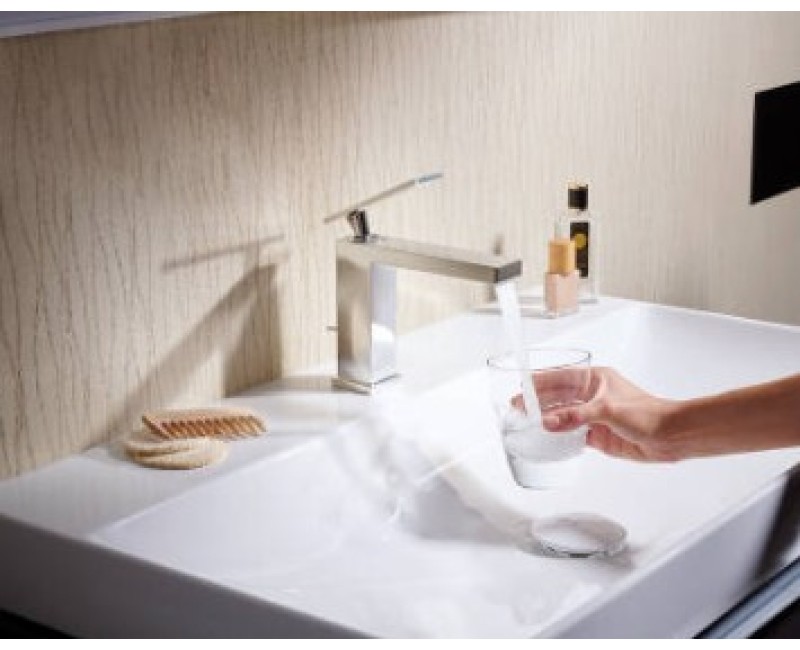 Смеситель для раковины Hansgrohe Tecturis E 150 Fine CoolStart EcoSmart+ c Push-open клапаном 73040000 Хром