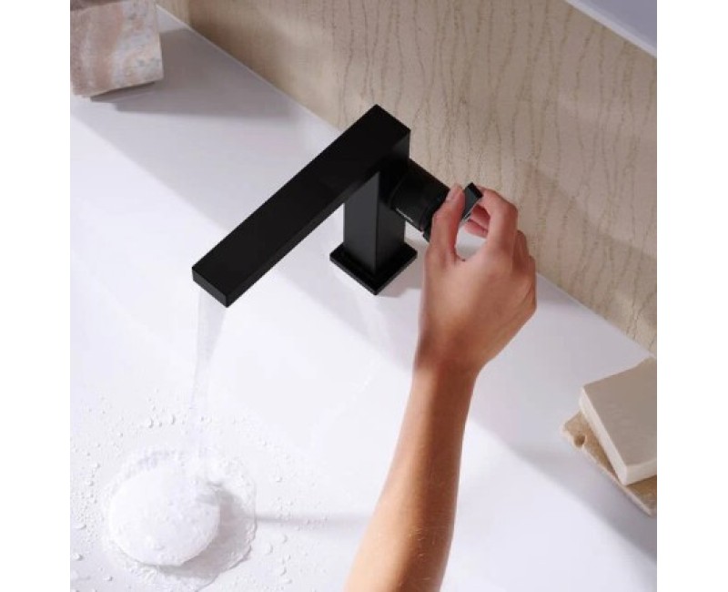 Смеситель для раковины Hansgrohe Tecturis 150 Fine CoolStart EcoSmart+ 73041670 Черный матовый