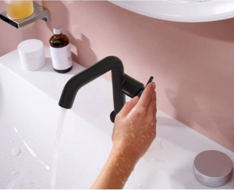 Смеситель для раковины Hansgrohe Tecturis S 110 Fine CoolStart EcoSmart+  73321670 Черный матовый