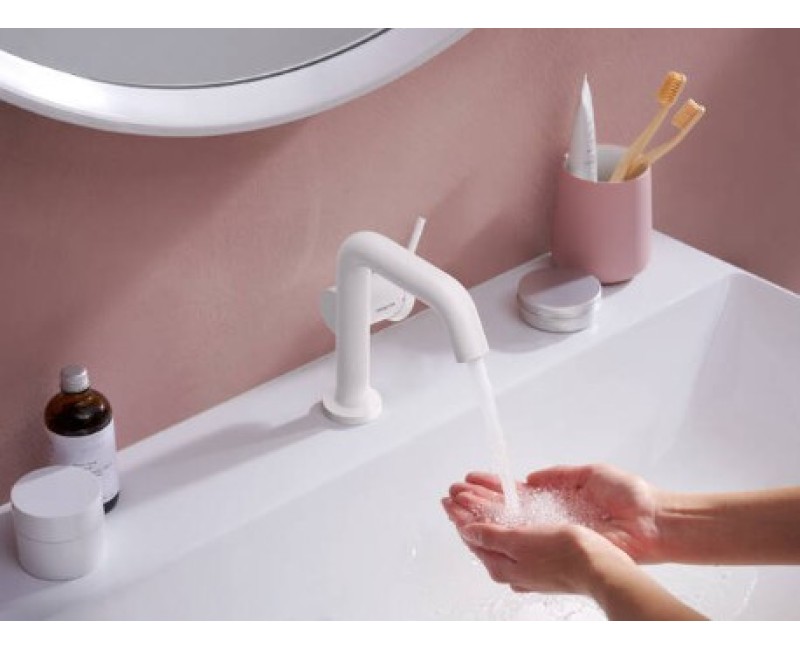 Смеситель для раковины Hansgrohe Tecturis S 110 Fine CoolStart EcoSmart+  73321700 Белый матовый