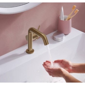 Смеситель для раковины Hansgrohe Tecturis S 110 Fine CoolStart EcoSmart+ с pop up клапаном  73323140 Brushed Bronze