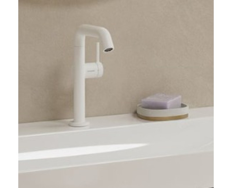 Смеситель для раковины Hansgrohe Tecturis S 210 Fine CoolStart EcoSmart+  с push-open клапаном 73360700 Белый матовый