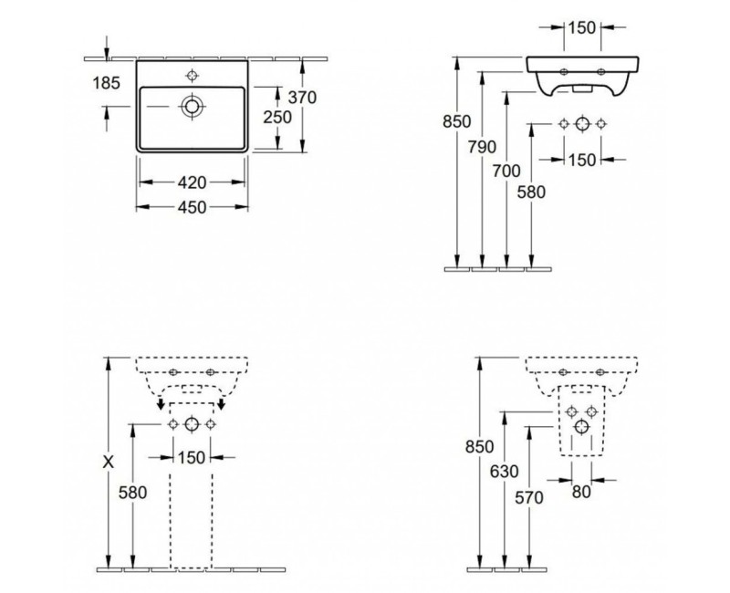 Vannas istabas izlietne Villeroy & Boch Avento 45x37cm, CeramicPlus apdare, Balta 735845R1