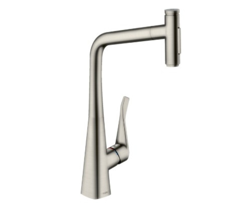 Смеситель для кухни Hansgrohe Metris Select M71 320 2-позиционный выдвижной излив sBox 73816800 Stainless Stee
