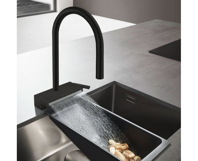Смеситель для кухни Hansgrohe Aquno Select M81 250 выдвижной черный матовый 73836670