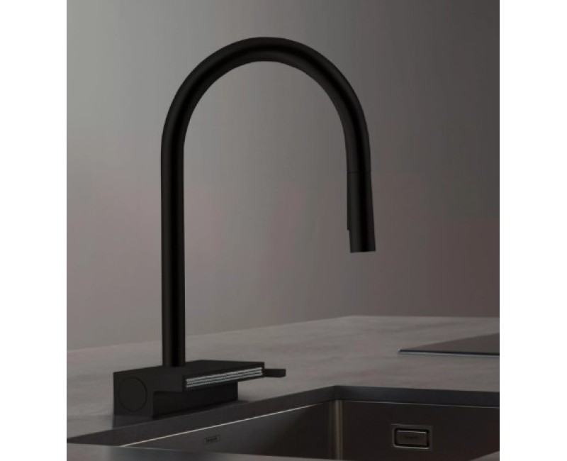 Смеситель для кухни Hansgrohe Aquno Select M81 170 3-позиционный выдвижной излив 73837670 Черный матовый