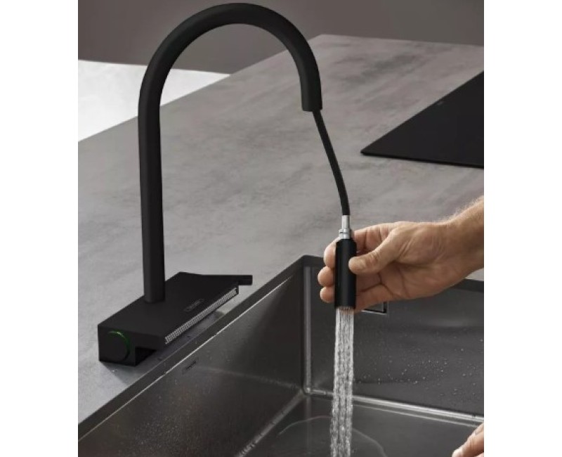 Смеситель для кухни Hansgrohe Aquno Select M81 170 3-позиционный выдвижной излив 73837670 Черный матовый