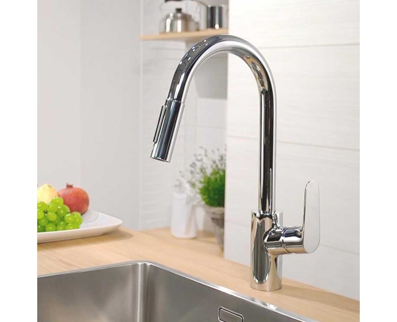 Смеситель для кухни Hansgrohe Focus M41 выдвижной с sBox Хром 73880000