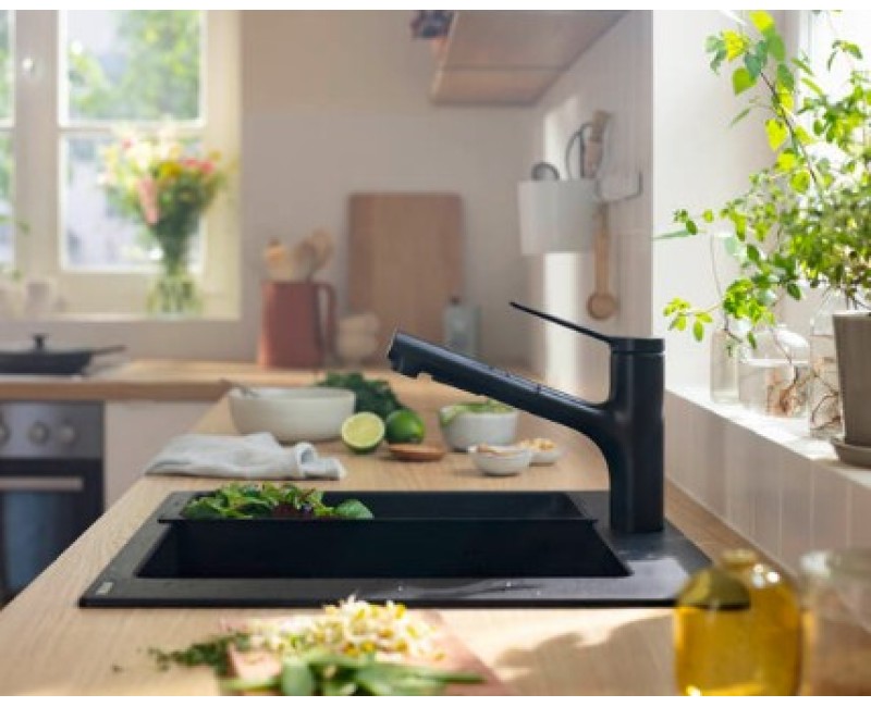 Смеситель для кухни Hansgrohe Zesis M33 150 2j  с выдвижной головкой 74820670 Черный матовый