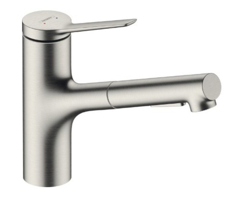Смеситель для кухни Hansgrohe Zesis M33 150 выдвижной, отделка из нержавеющей стали 74820800