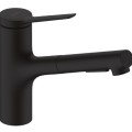 Смеситель для кухни Hansgrohe Zesis M33 KM 150 2jet с выдвижной головкой и sBox 74821670 Черный Матовый