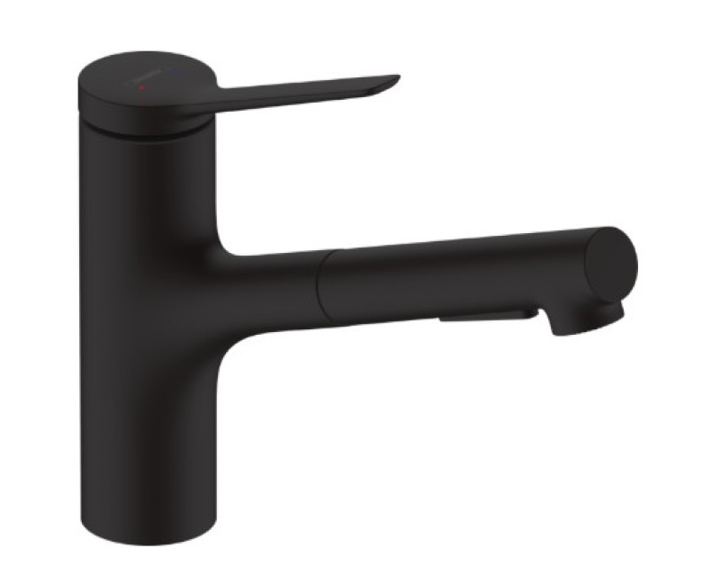 Смеситель для кухни Hansgrohe Zesis M33 KM 150 2jet с выдвижной головкой и sBox 74821670 Черный Матовый