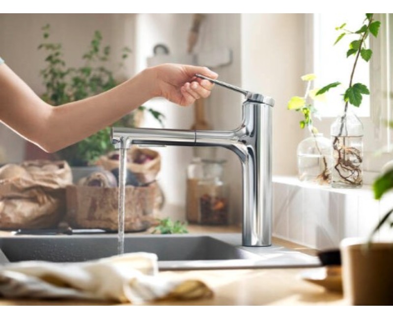 Смеситель для кухни Hansgrohe Zesis M33 160 2jet с выдвижной головкой 74823000 Chrome