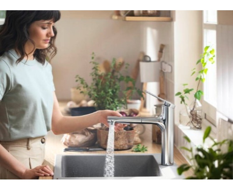 Смеситель для кухни Hansgrohe Zesis M33 160 2jet с выдвижной головкой 74823000 Chrome