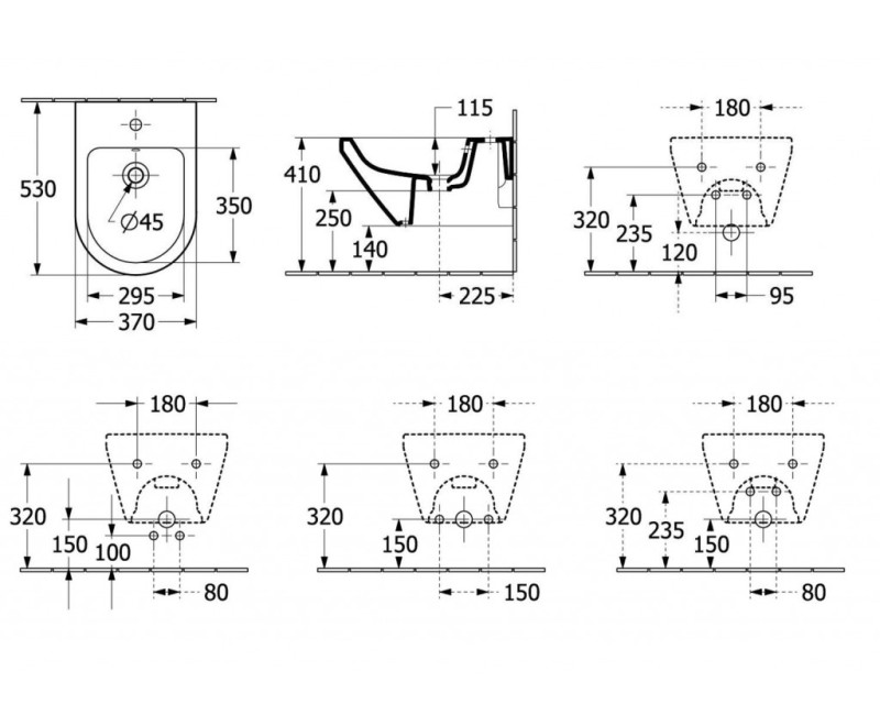 Подвесное биде Villeroy & Boch Architectura, белое 74870001