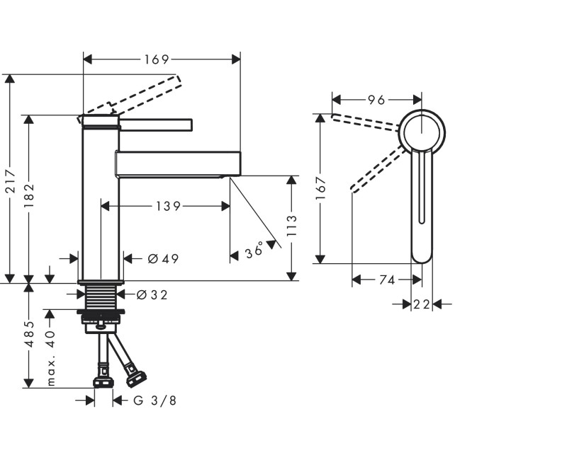 Izlietnes maisītājs Hansgrohe Finoris 110 ar push-open izplūdi 76023000