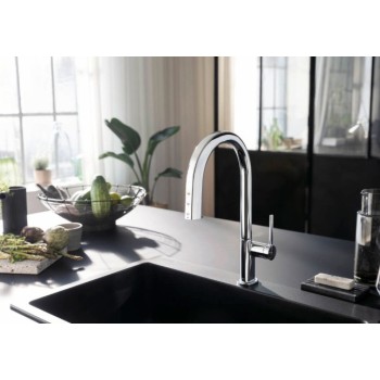 Virtuves maisītājs Hansgrohe Aqittura M91 SodaSystem 210 izvelkams ar sBox Stainless Steel Finish 76836800