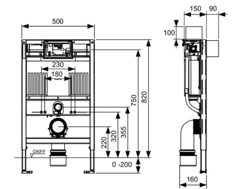 Pама для унитаза TECEprofil H=820 мм 9300380