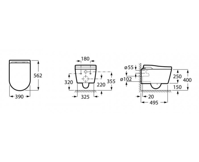 Подвесной унитаз с функцией биде Roca In-Wash® Inspira - Vitreous Rimfree с крышкой SoftClose Белый