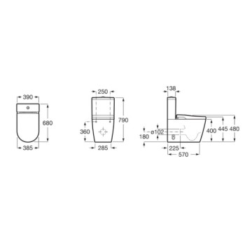 Tualetes pods ar bide funkciju Roca In-Wash® Inspira Rimfree ar SoftClose vāku Balts