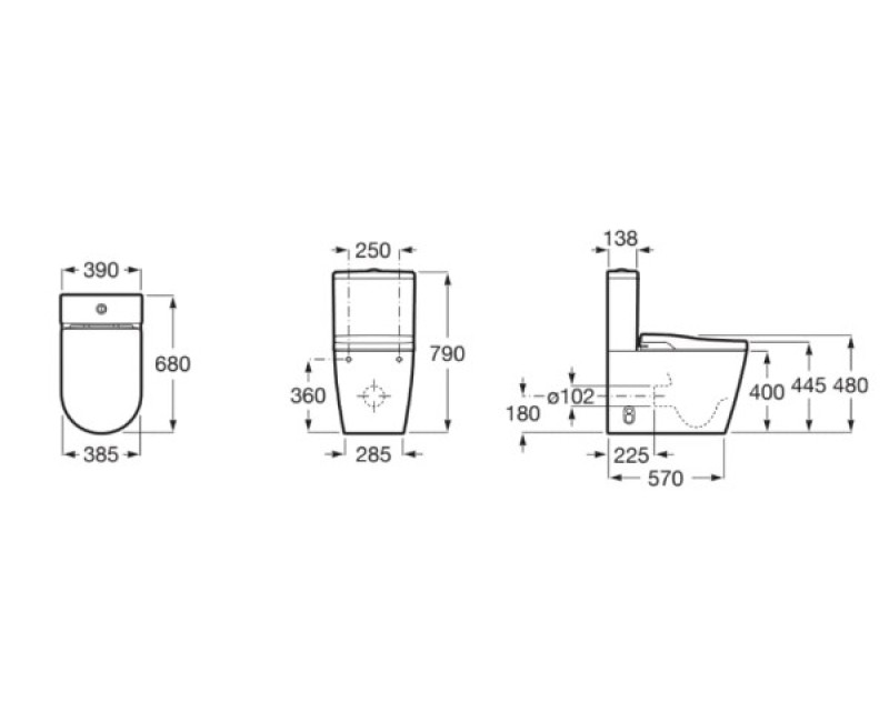 Tualetes pods ar bide funkciju Roca In-Wash® Inspira Rimfree ar SoftClose vāku Balts