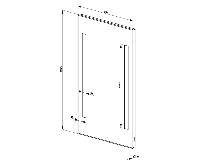 Vannas istabas spogulis Aqualine ar LED apgaismojumu 50x70 cm, hromēts  ATH5
