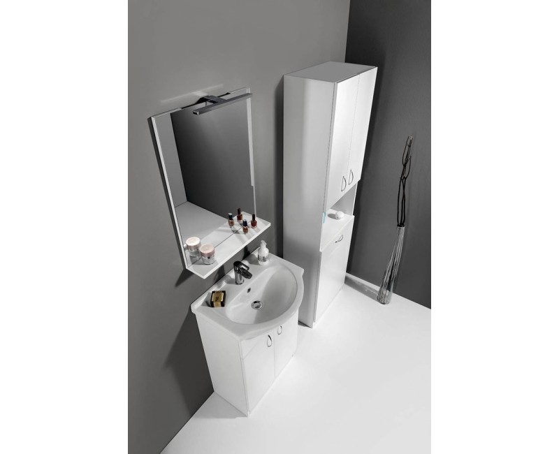 Зеркало для ванной Aqualine Beta 50x70x12 см, с полочкой, белое 57396