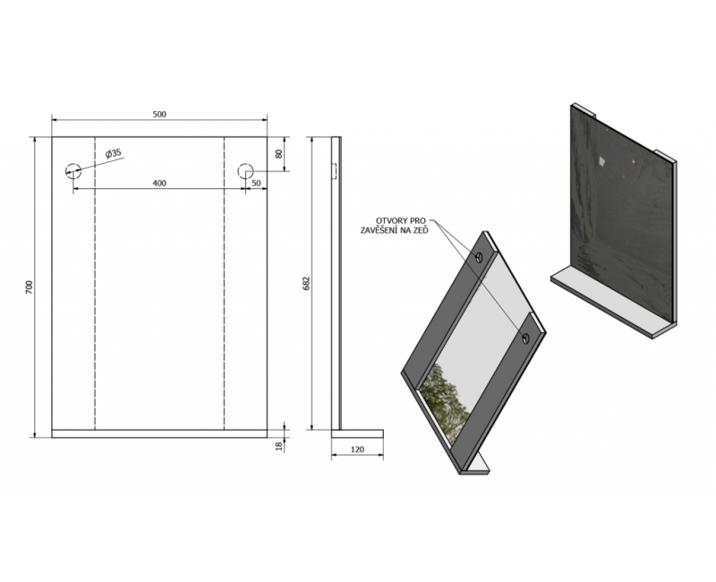 Зеркало для ванной Aqualine Beta 50x70x12 см, с полочкой, белое 57396