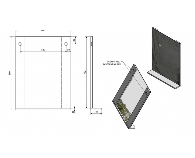 Зеркало для ванной Aqualine Beta 60x80x12см 57397