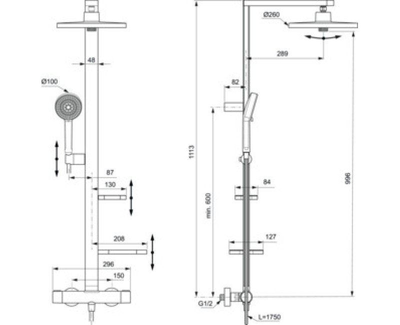 Душевая система Ideal Standard Ceratherm ALU с термостатом Черный матовый BD583XG