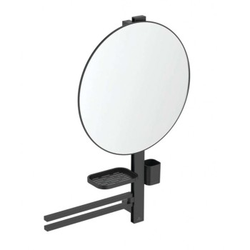 Kosmētikasd spogulis Ideal Standard ALU+ ar dvieļu turētāju, plauktu, glāzi, zīdaini melns  BD587XG