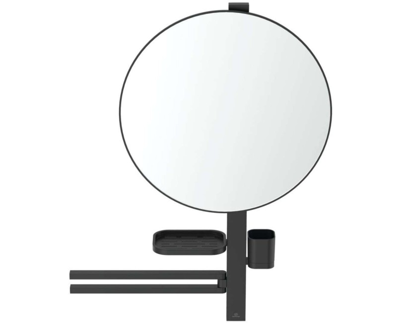 Vannas istabas spogulis Ideal Standard ALU+ ar dvieļu turētāju, plauktu, glāzi, zīdaini melns  BD587XG