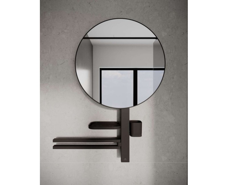 Vannas istabas spogulis Ideal Standard ALU+ ar dvieļu turētāju, plauktu, glāzi, zīdaini melns  BD587XG