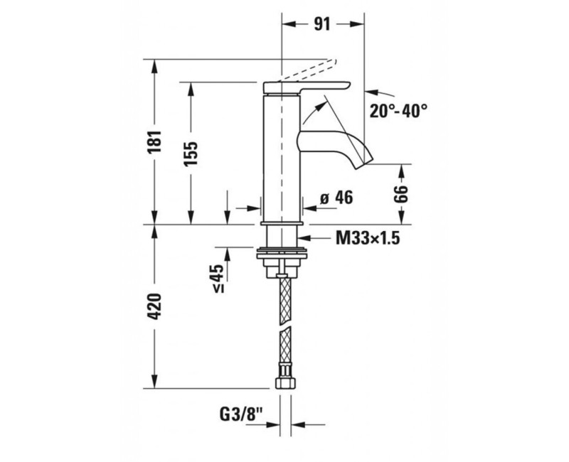 Смеситель для раковины Duravit C.1 Chrome