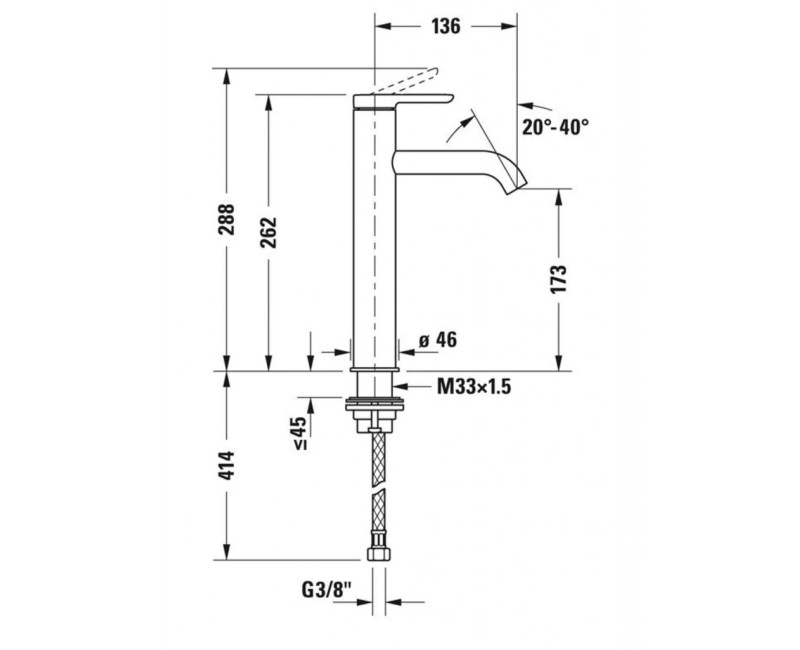 Смеситель для раковины Duravit C.1 Raised, хром