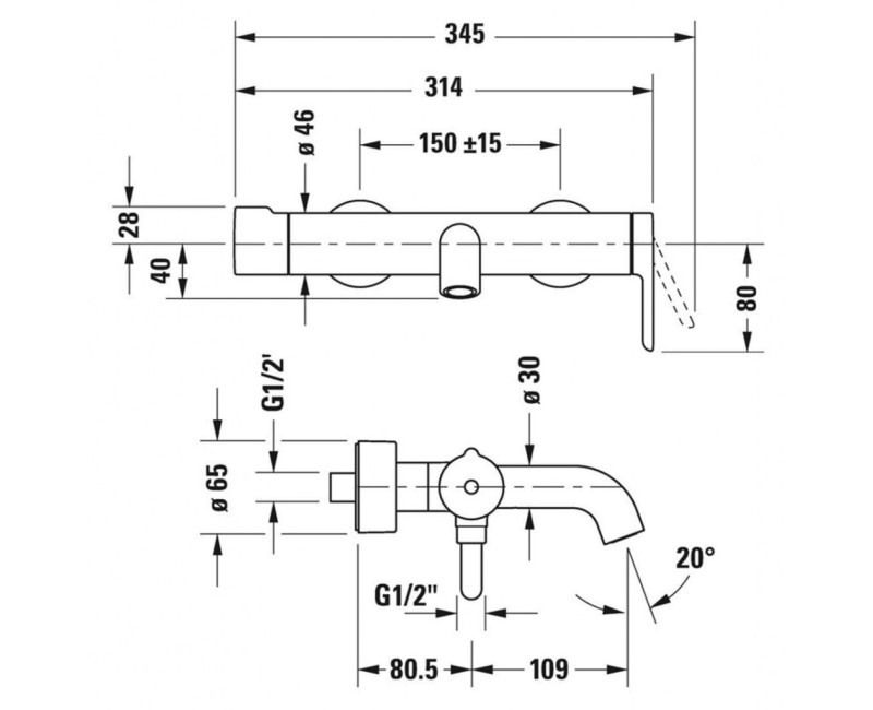 Vannas / Dušas maisītājs Duravit C.1 Melns Matēts