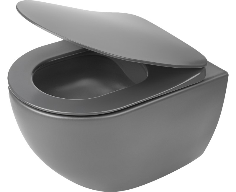 Подвесной унитаз Deante PEONIA ZERO Rimless с крышкой Softclose Антрацит/Титан CDEDDZPW