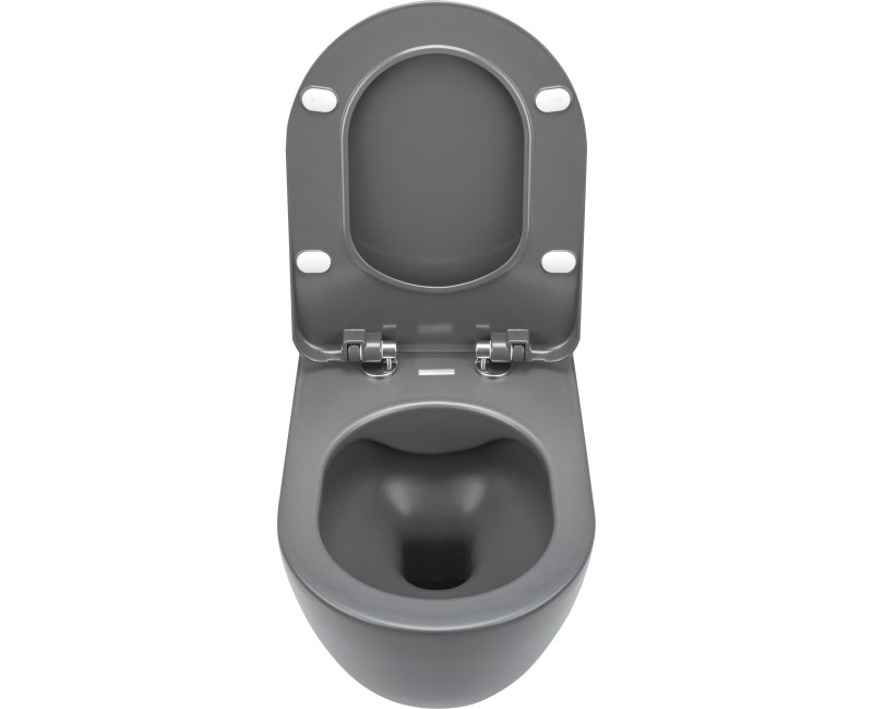 Подвесной унитаз Deante PEONIA ZERO Rimless с крышкой Softclose Антрацит/Титан CDEDDZPW