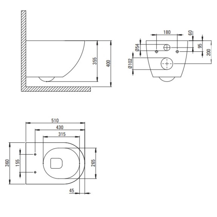 Piekaramais pods Deante PEONIA ZERO Rimless ar Softclose Vāku Antracīts/Titāns CDEDDZPW