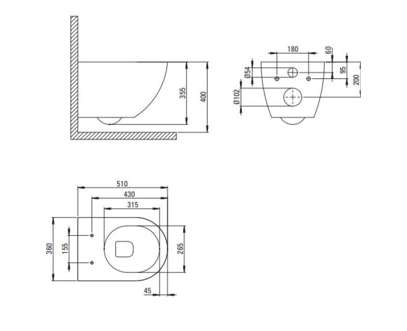 Подвесной унитаз Deante PEONIA ZERO Rimless с крышкой Softclose Антрацит/Титан CDEDDZPW