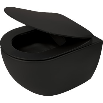 Подвесной горшок Deante PEONIA NERO Rimless с крышкой Softclose черного цвета CDEDNZPW