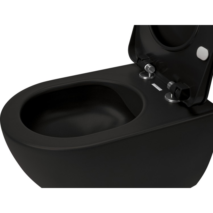 Подвесной горшок Deante PEONIA NERO Rimless с крышкой Softclose черного цвета CDEDNZPW Подвесной горшок Deante PEONIA NERO Rimless с крышкой Softclose черного цвета CDEDNZPW