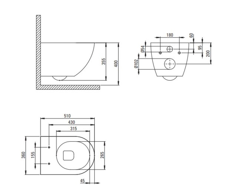 Подвесной горшок Deante PEONIA NERO Rimless с крышкой Softclose черного цвета CDEDNZPW