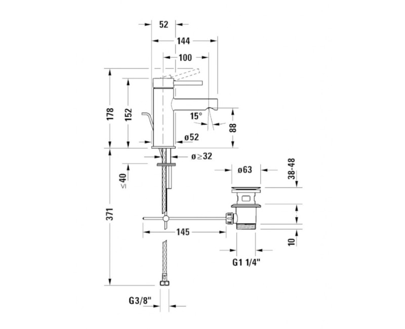 Смеситель для раковины Duravit Circle с клапаном Pop Up, хром