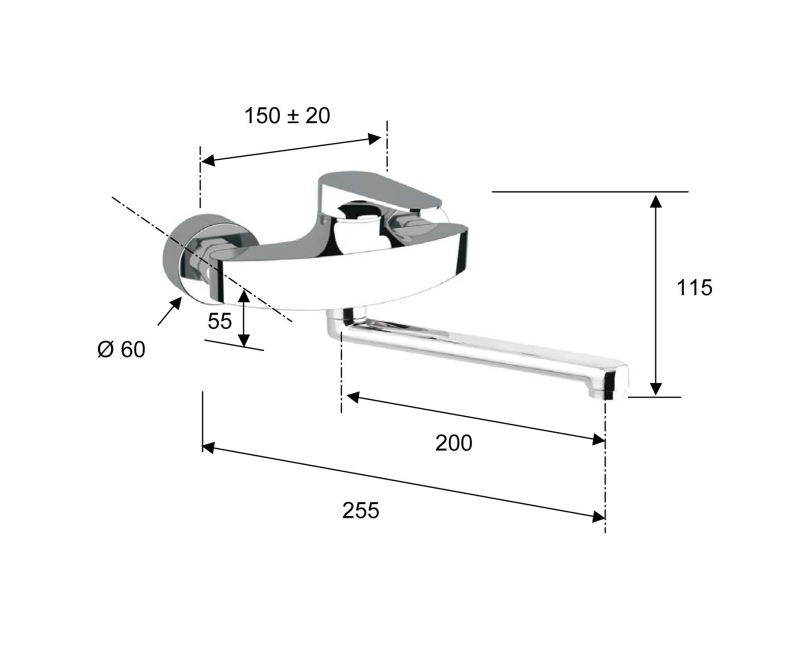 Смеситель для кухниSapho Corneli настенный CE15, хром