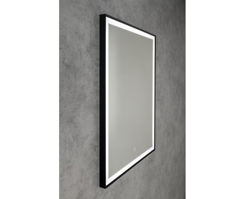 Зеркало для ванной Aqualine со LED подсветкой, 80x60 см, сенсорное, матово-черное CN060