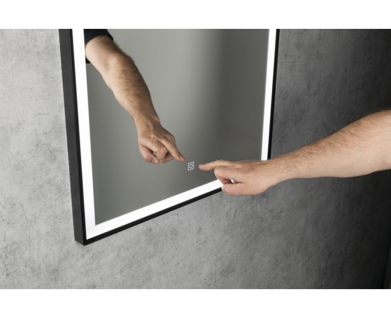 Зеркало для ванной Aqualine со LED подсветкой, 80x60 см, сенсорное, матово-черное CN060