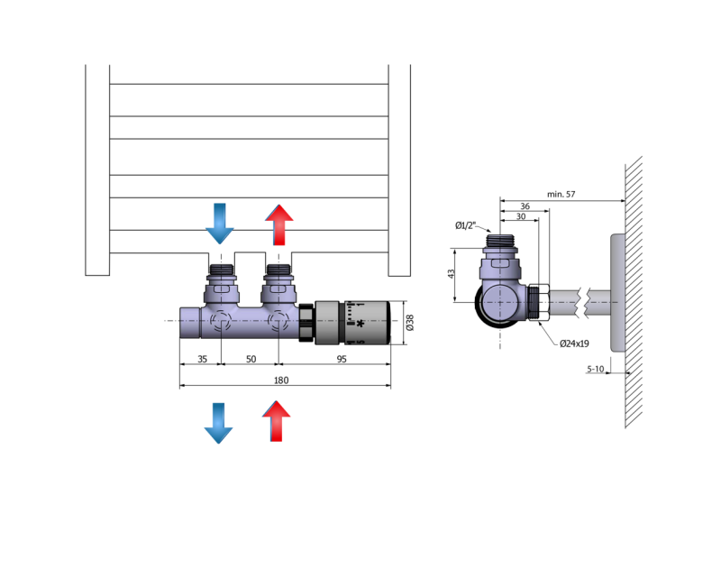 Savienojumu komplekts SAPHO TWIN termostatiskais labais, CP3010S
